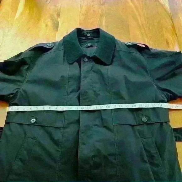 Vintage 90s Oversized Minimalist Unisex Black Belted Long Jacket Pea Coat - Picture 14 of 16